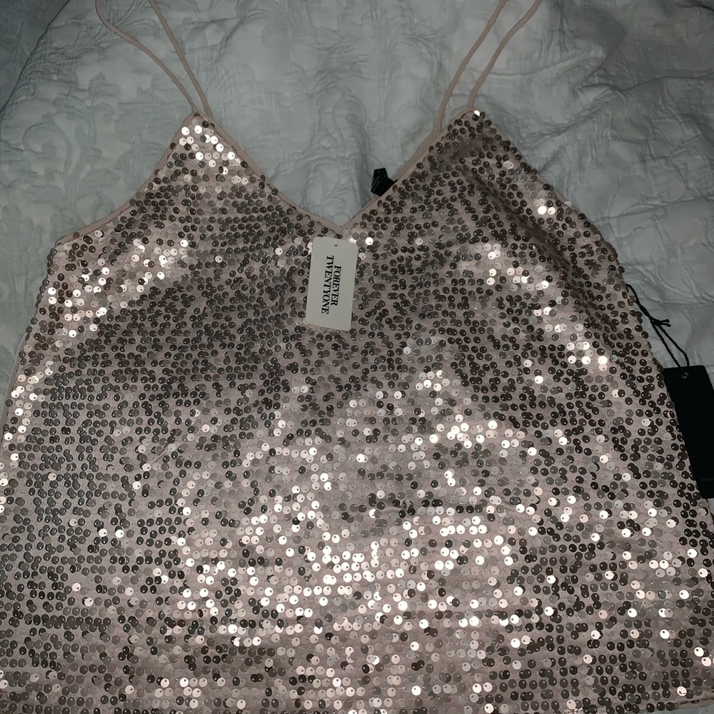 Forever 21 rose gold sequin tank